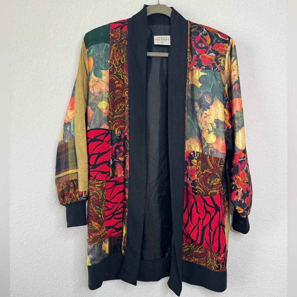 Maggie Shepherd Australia Patchwork Jacket Topper Women’s M Boho‎ Artsy Vtg 90s